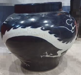 元代《霁蓝留白龙纹罐》-嘉诚艺术