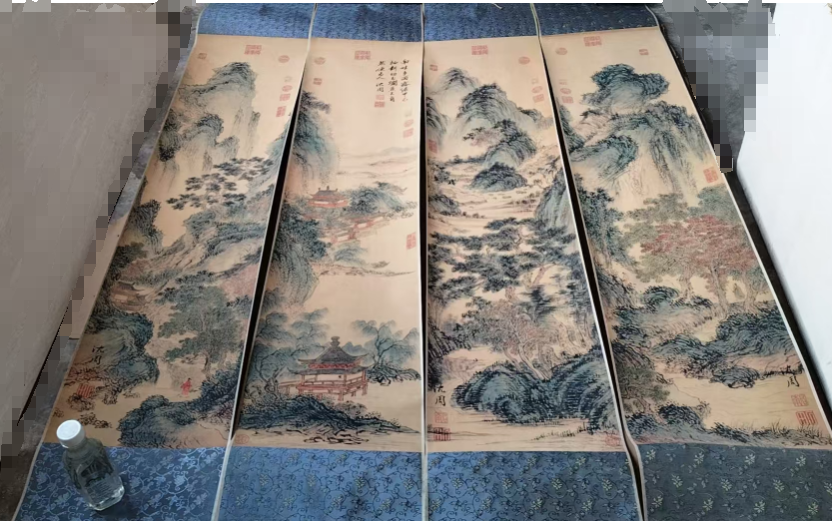 沈周《山水图》四条屏+中堂-嘉诚艺术