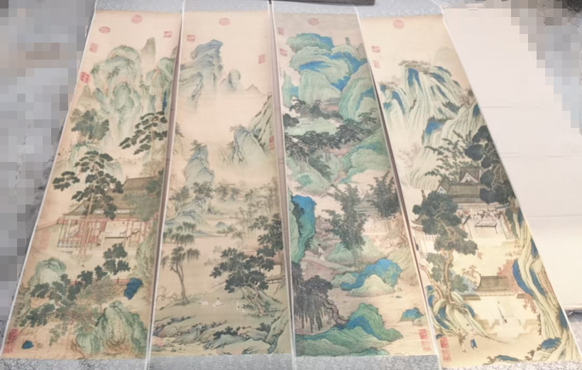 图片[2]-仇英《山水图》四条屏+中堂-嘉诚艺术