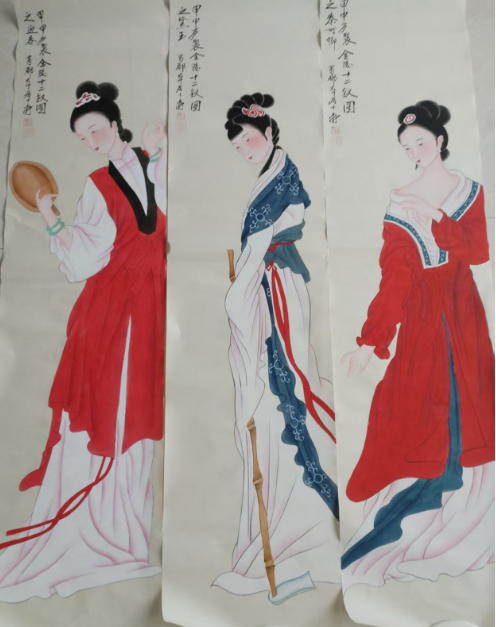 图片[1]-张大千《金陵十二钗图》十二条屏-嘉诚艺术