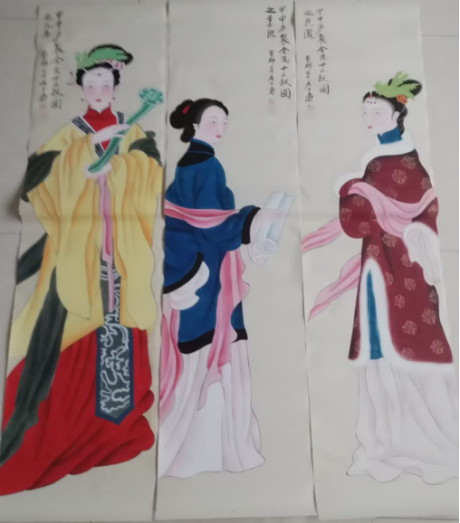 图片[3]-张大千《金陵十二钗图》十二条屏-嘉诚艺术