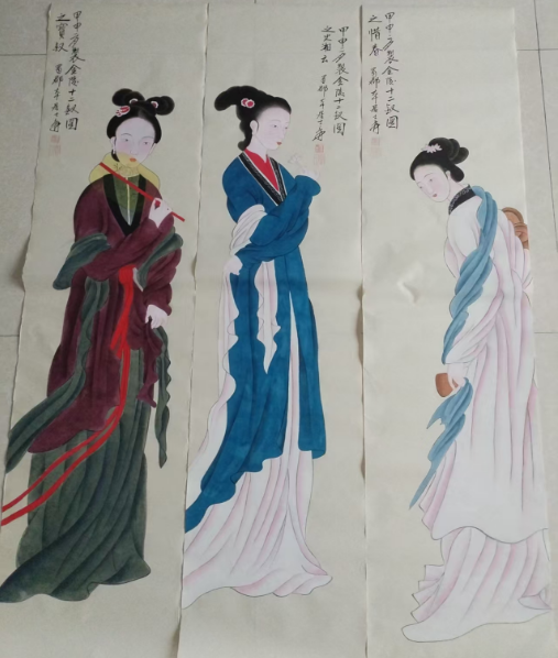 图片[4]-张大千《金陵十二钗图》十二条屏-嘉诚艺术