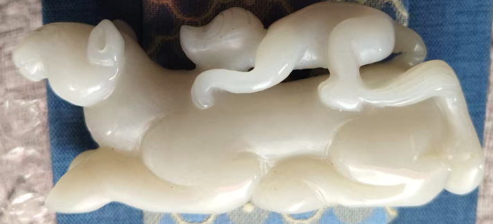 图片[2]-清 和田玉《圆雕马上封侯白玉文房摆件》-嘉诚艺术
