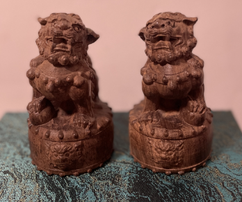 都彭沉香《鼓狮》一对-嘉诚艺术