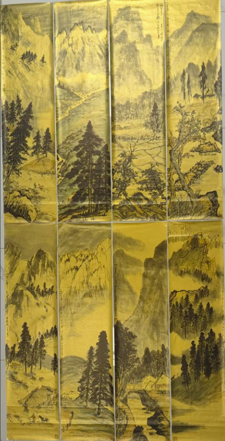 关山月《山水图》八条屏-嘉诚艺术