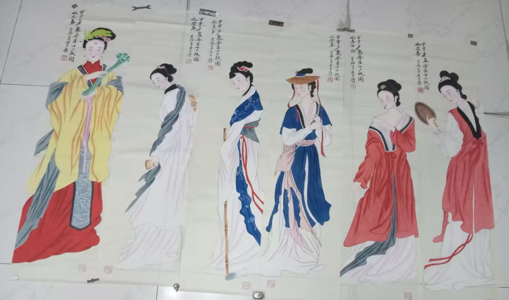 张大千《人物图》十二条屏