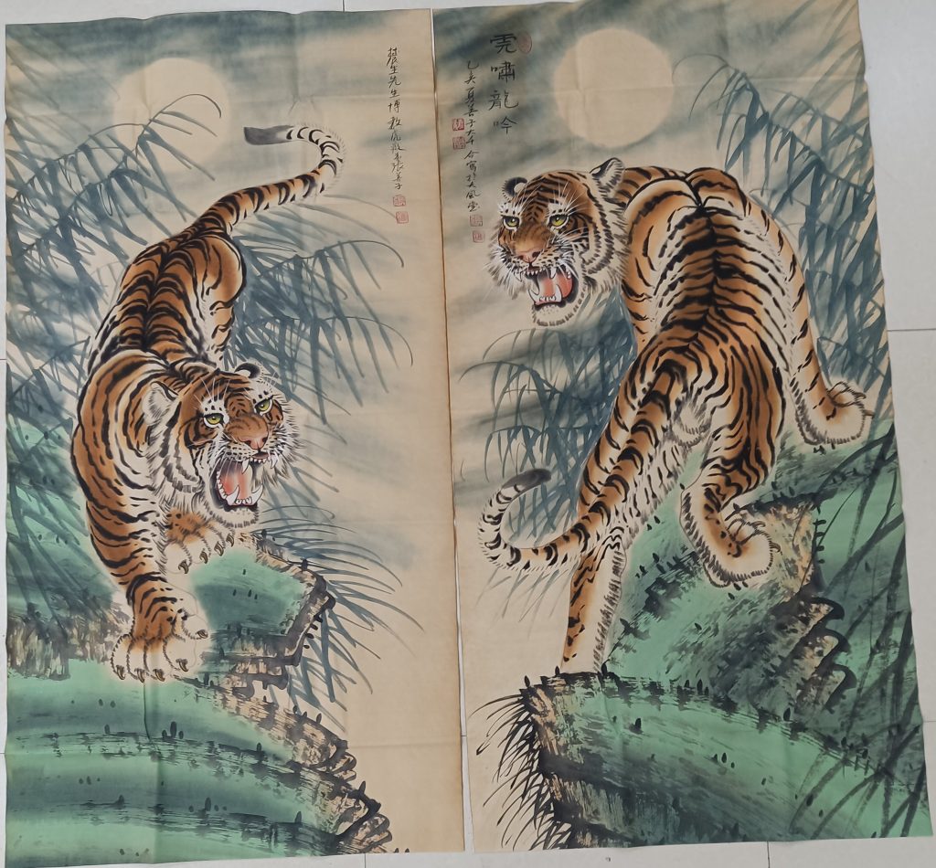 图片[1]-张善孖《虎啸龙吟》-嘉诚艺术