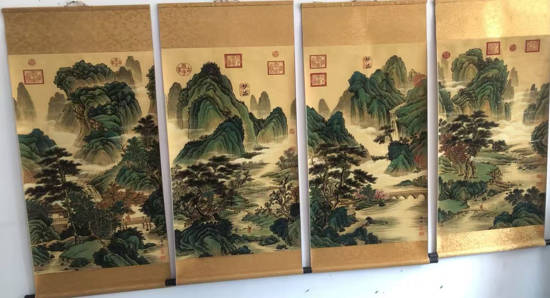唐寅《山水图》四条屏-嘉诚艺术