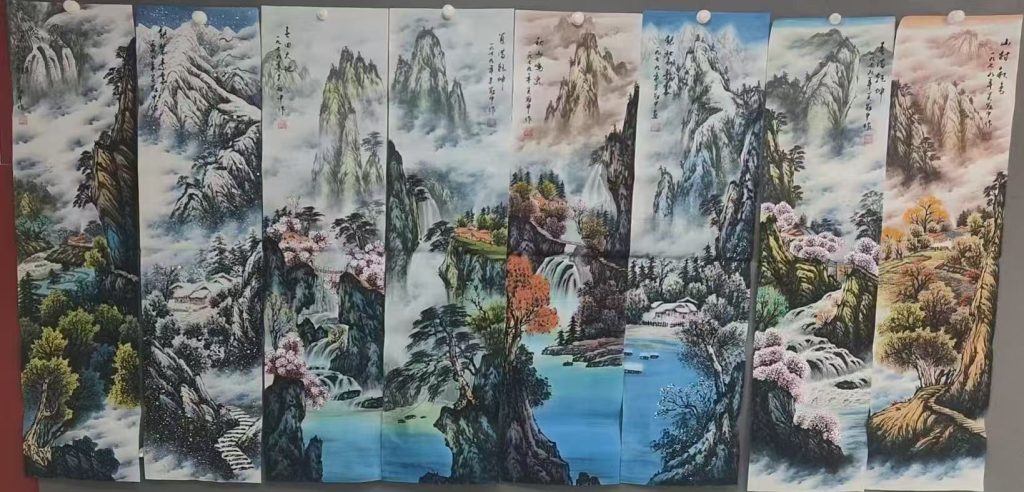 图片[1]-吴冠中《山水图》八条屏-嘉诚艺术