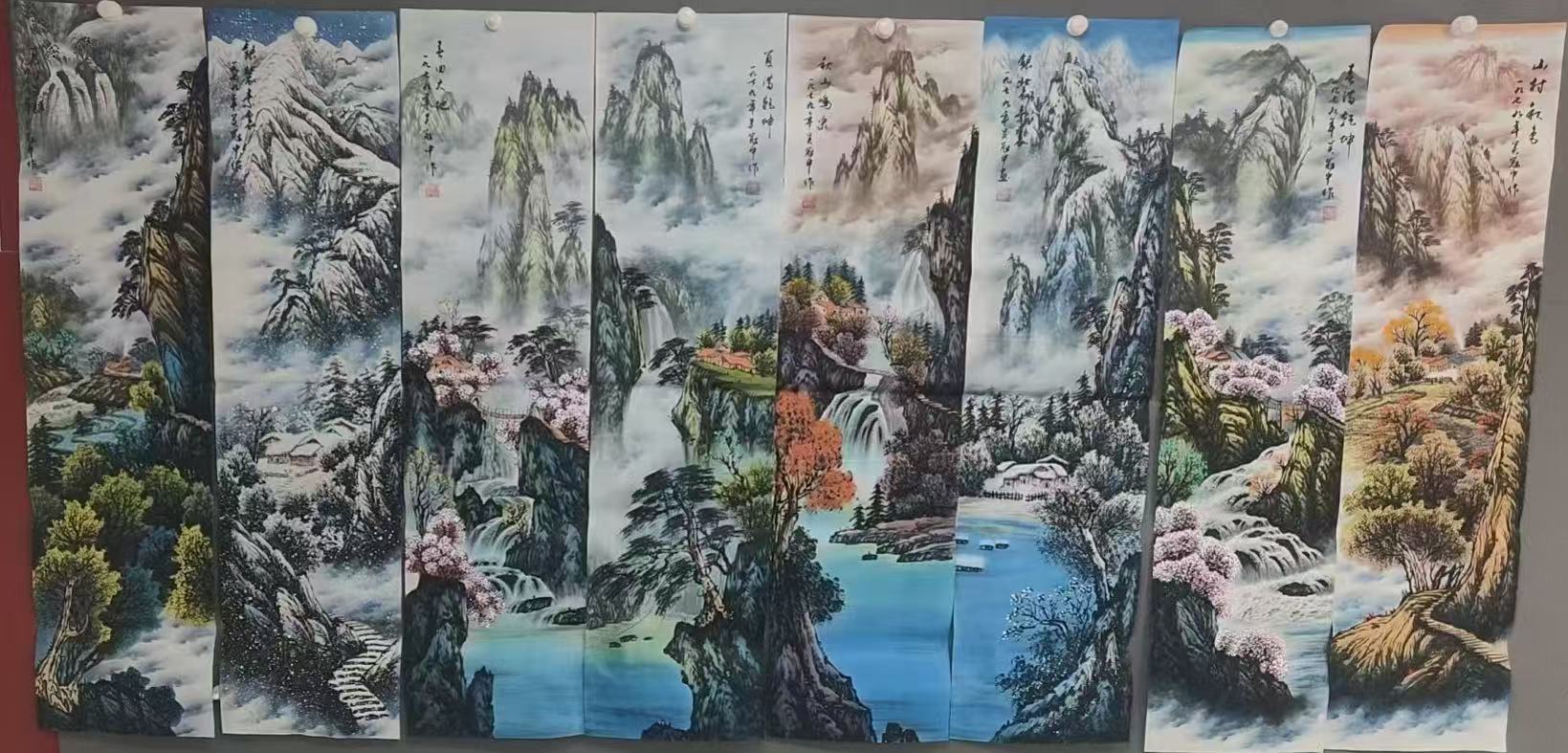 吴冠中《山水图》八条屏-嘉诚艺术