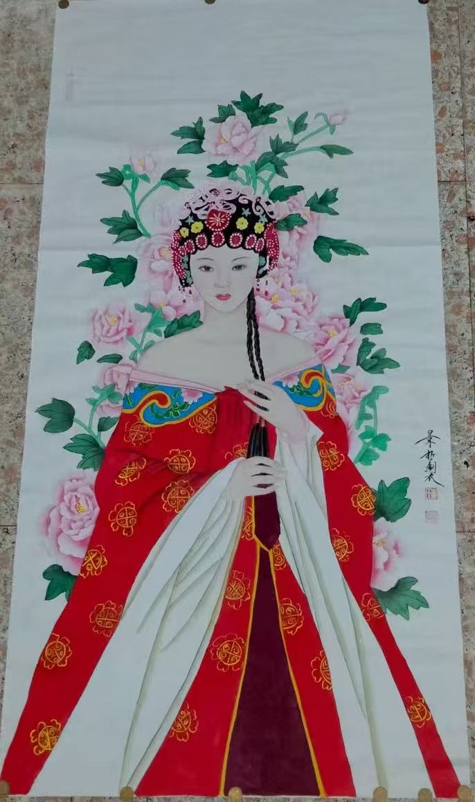 崔景哲《中国红-人物图》-嘉诚艺术