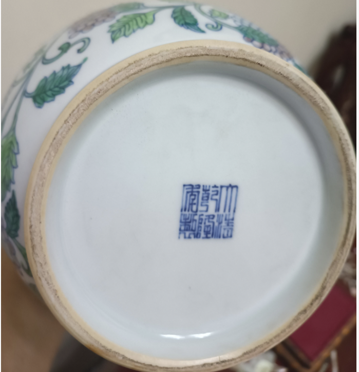 图片[2]-清乾隆年制《青花斗彩花卉草龙瓶》-嘉诚艺术
