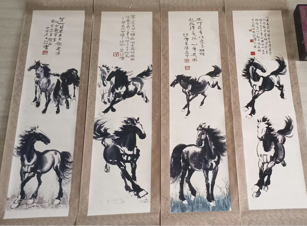 徐悲鸿《骏马图》四条屏-嘉诚艺术