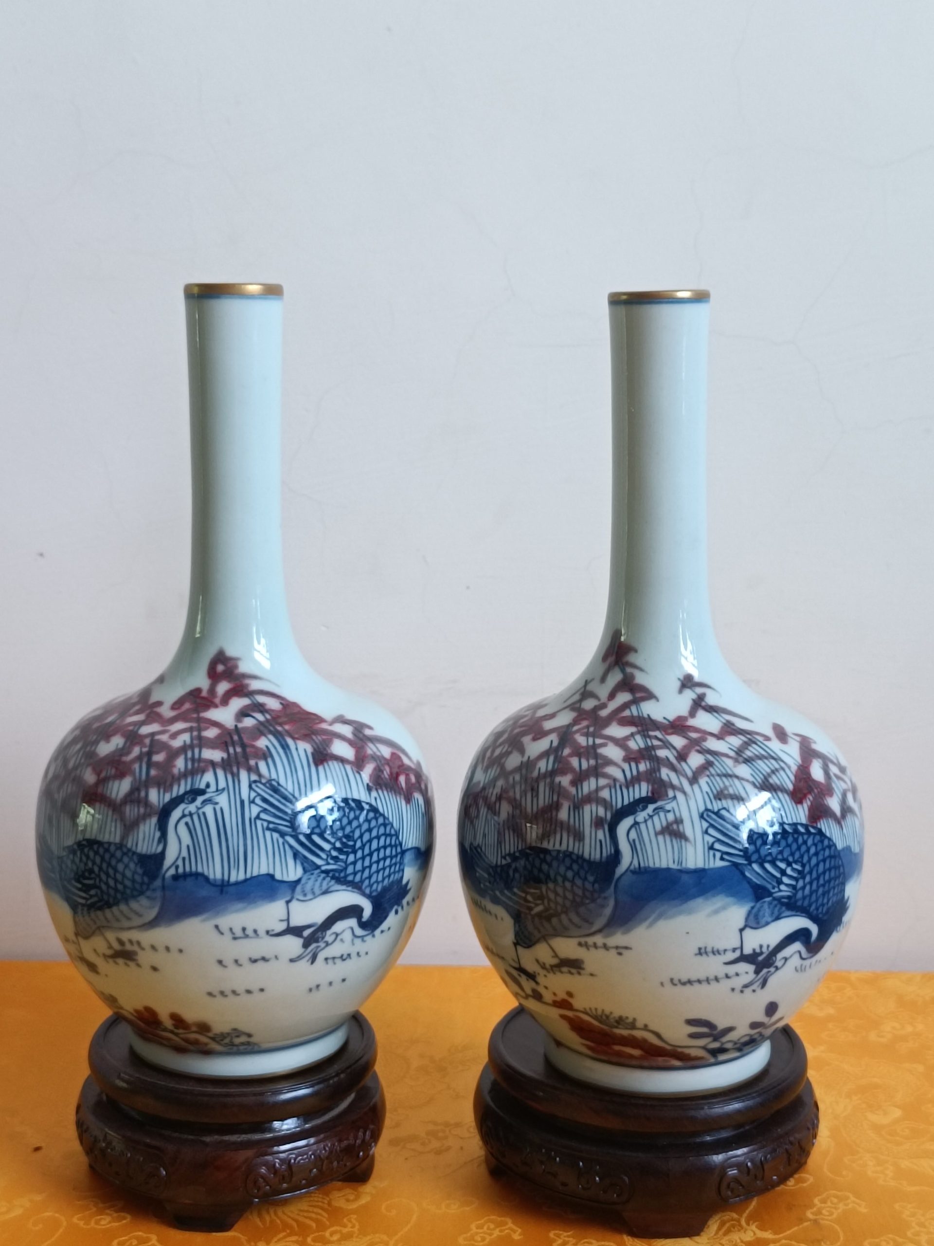 康熙年制《青花花鸟纹胆瓶》一对-嘉诚艺术