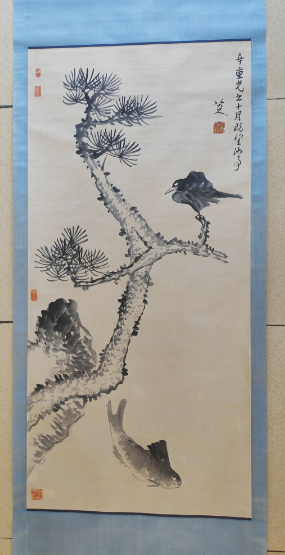 图片[1]-八大山人（朱耷）《枯木立鹰图》-嘉诚艺术