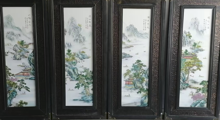 汪野亭《山水图》瓷板画*4-嘉诚艺术