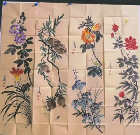 王雪涛《花卉图》四条屏-嘉诚艺术