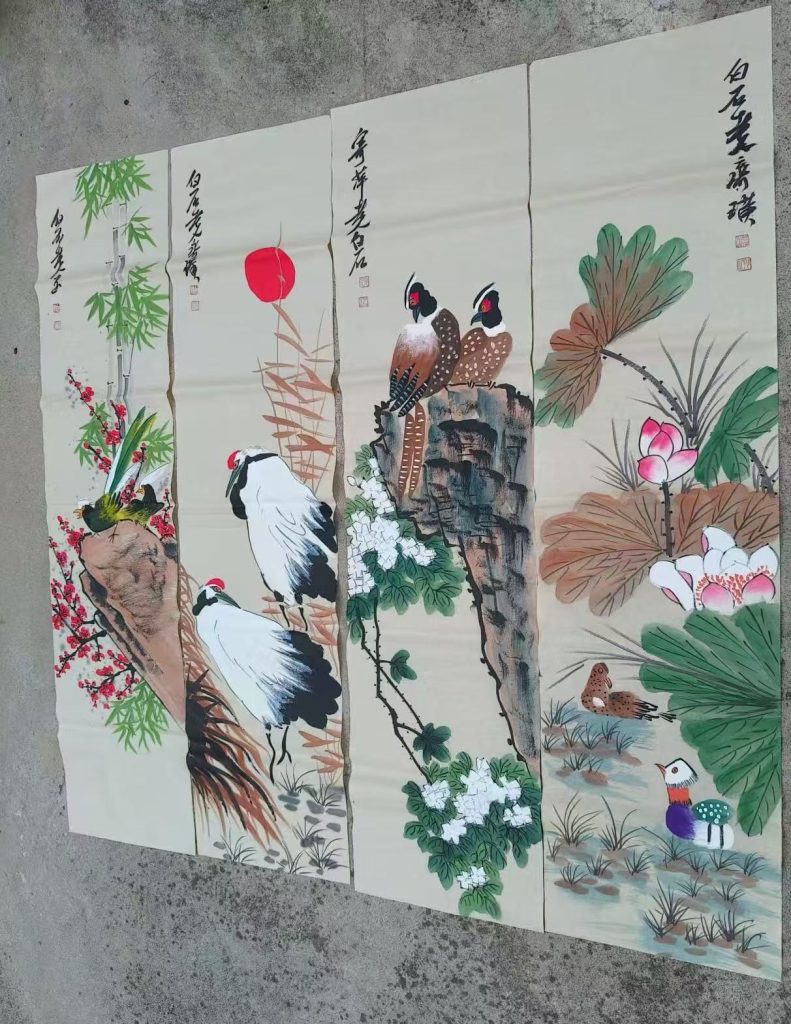 图片[2]-齐白石《花鸟图》八条屏-嘉诚艺术