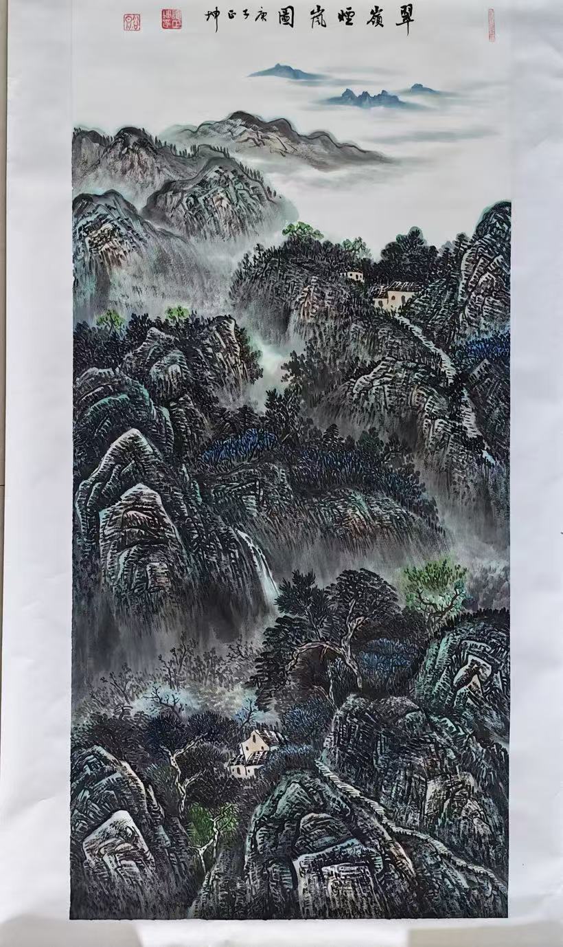 谭正坤《翠岭烟岚图》-嘉诚艺术