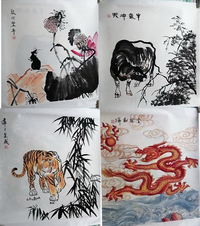 图片[1]-温叶强《十二生肖图》-嘉诚艺术
