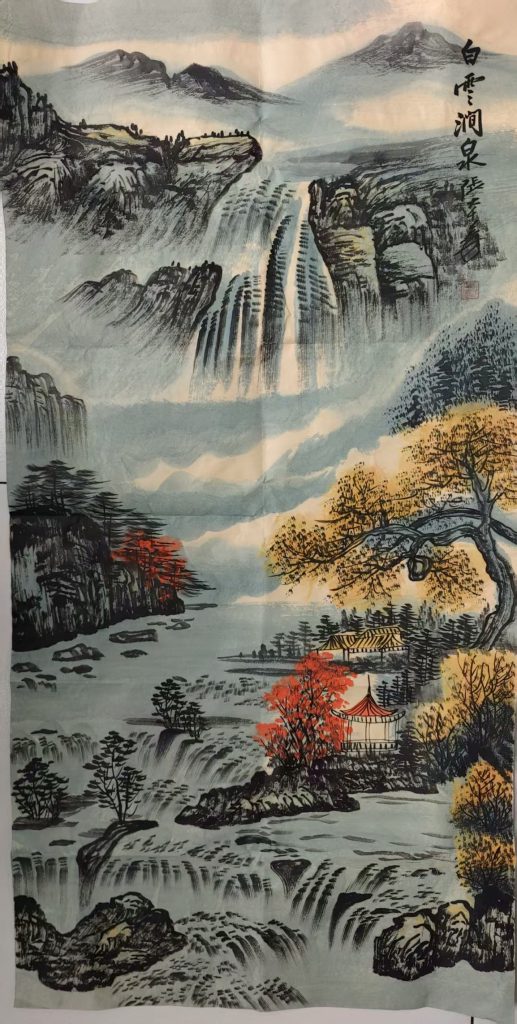 图片[1]-张大千《白云涧泉》-嘉诚艺术