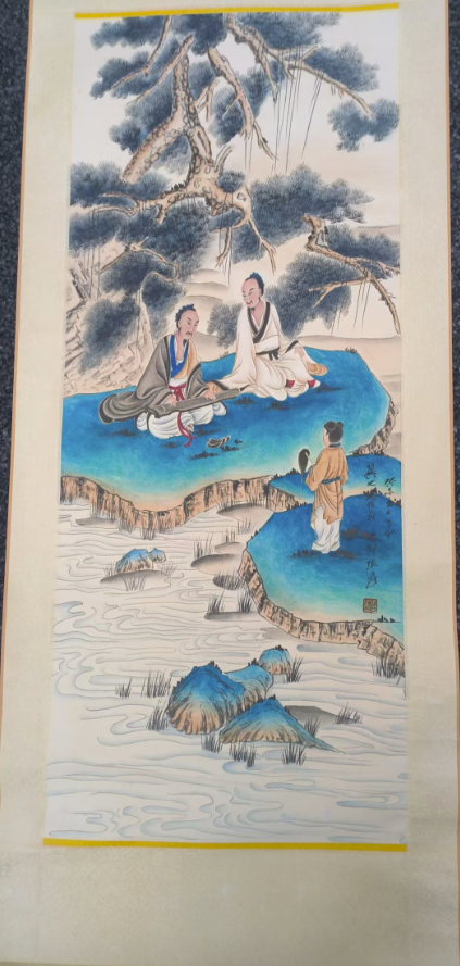 张大千《松石抚琴》-嘉诚艺术
