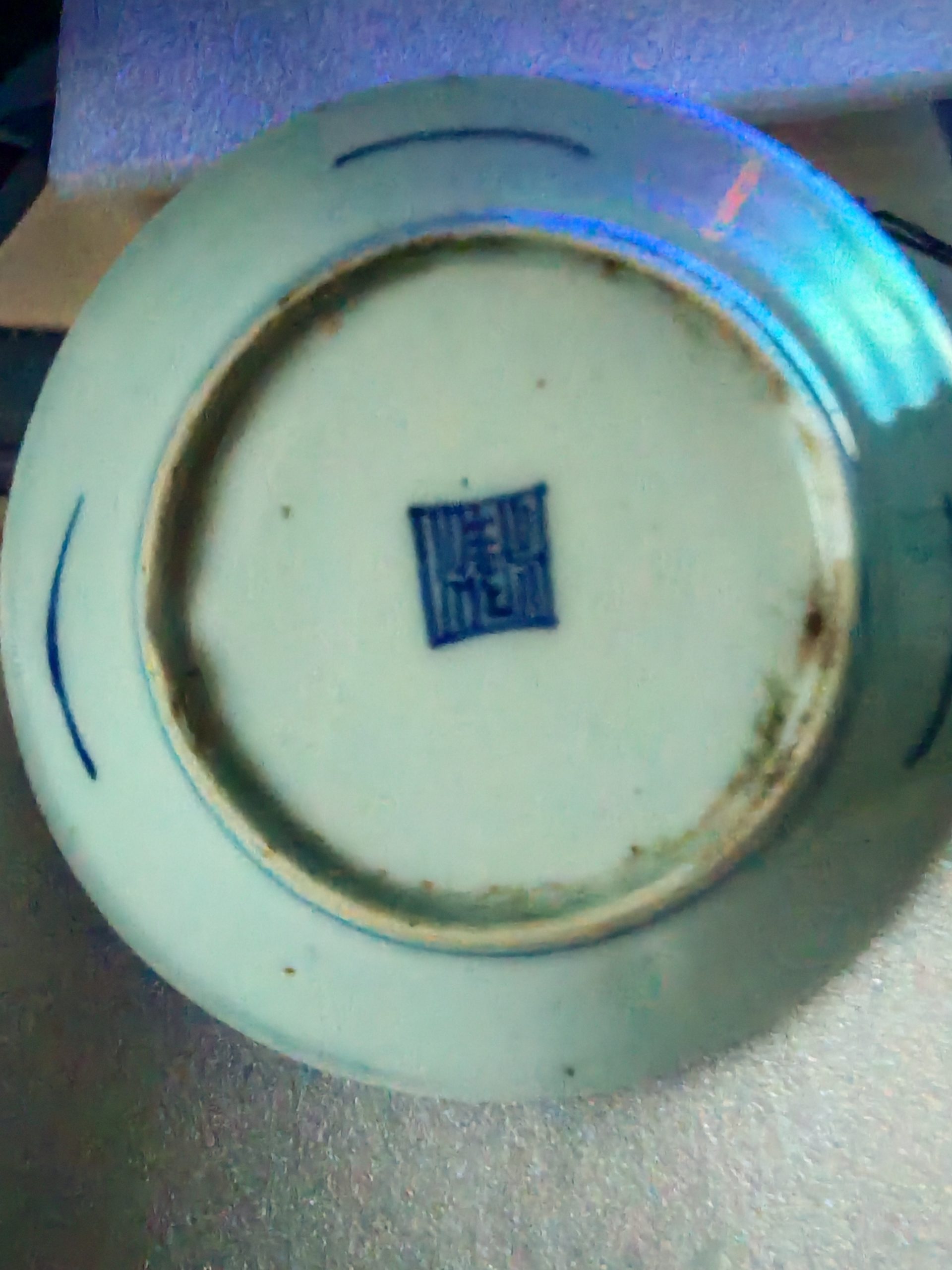 清代《太阳花缠枝纹青花盘》