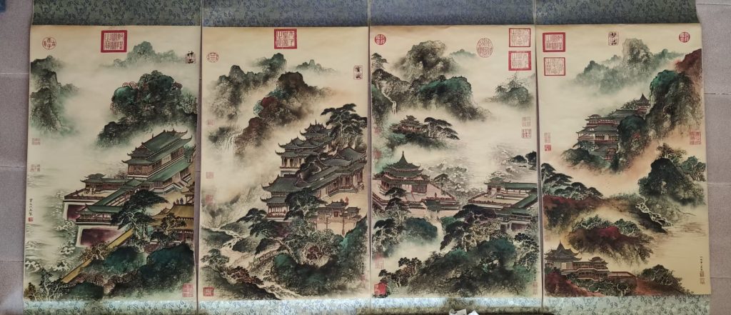 图片[1]-仇英《山水画》四条屏-嘉诚艺术