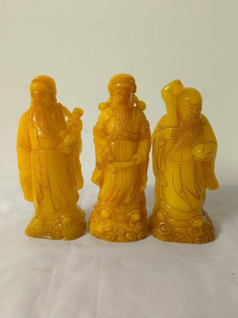 图片[1]-田黄(鸡油黄田黄石)《福禄寿三星》-嘉诚艺术