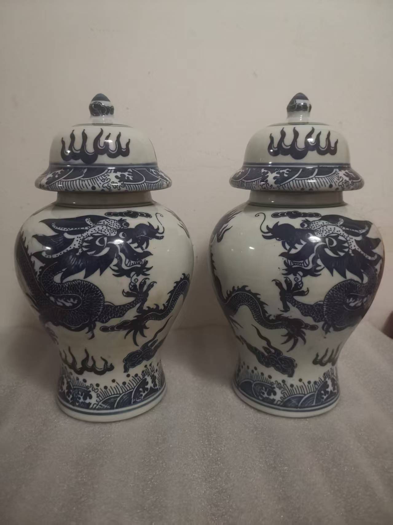 乾隆年制《青花龙纹将军罐》一对-嘉诚艺术