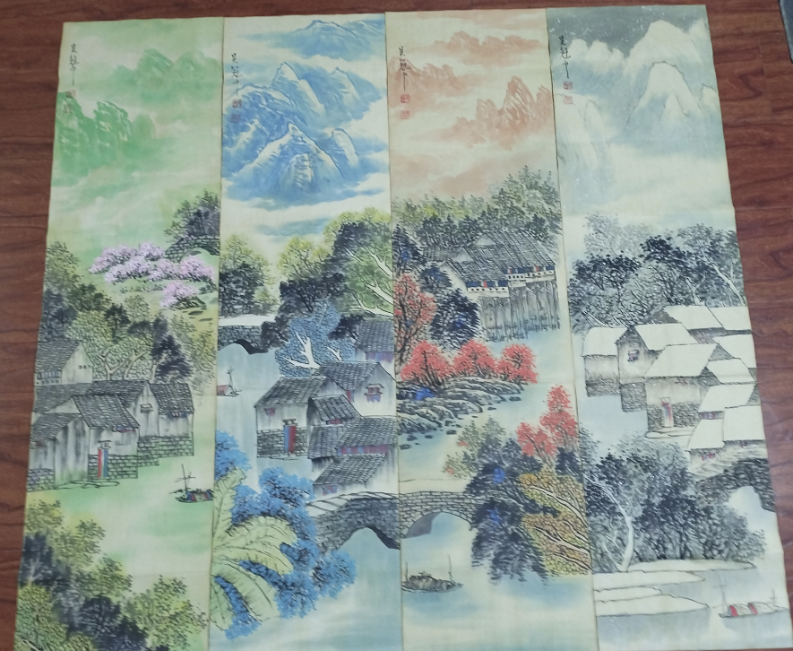 吴冠中《春夏秋冬》四条屏-嘉诚艺术