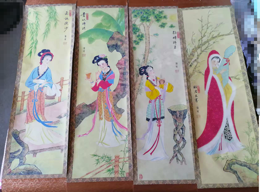 唐寅《四大美女》四条屏-嘉诚艺术