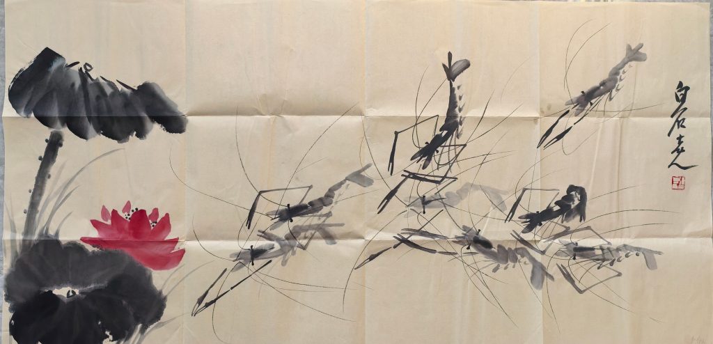 图片[1]-齐白石《墨虾图》-嘉诚艺术