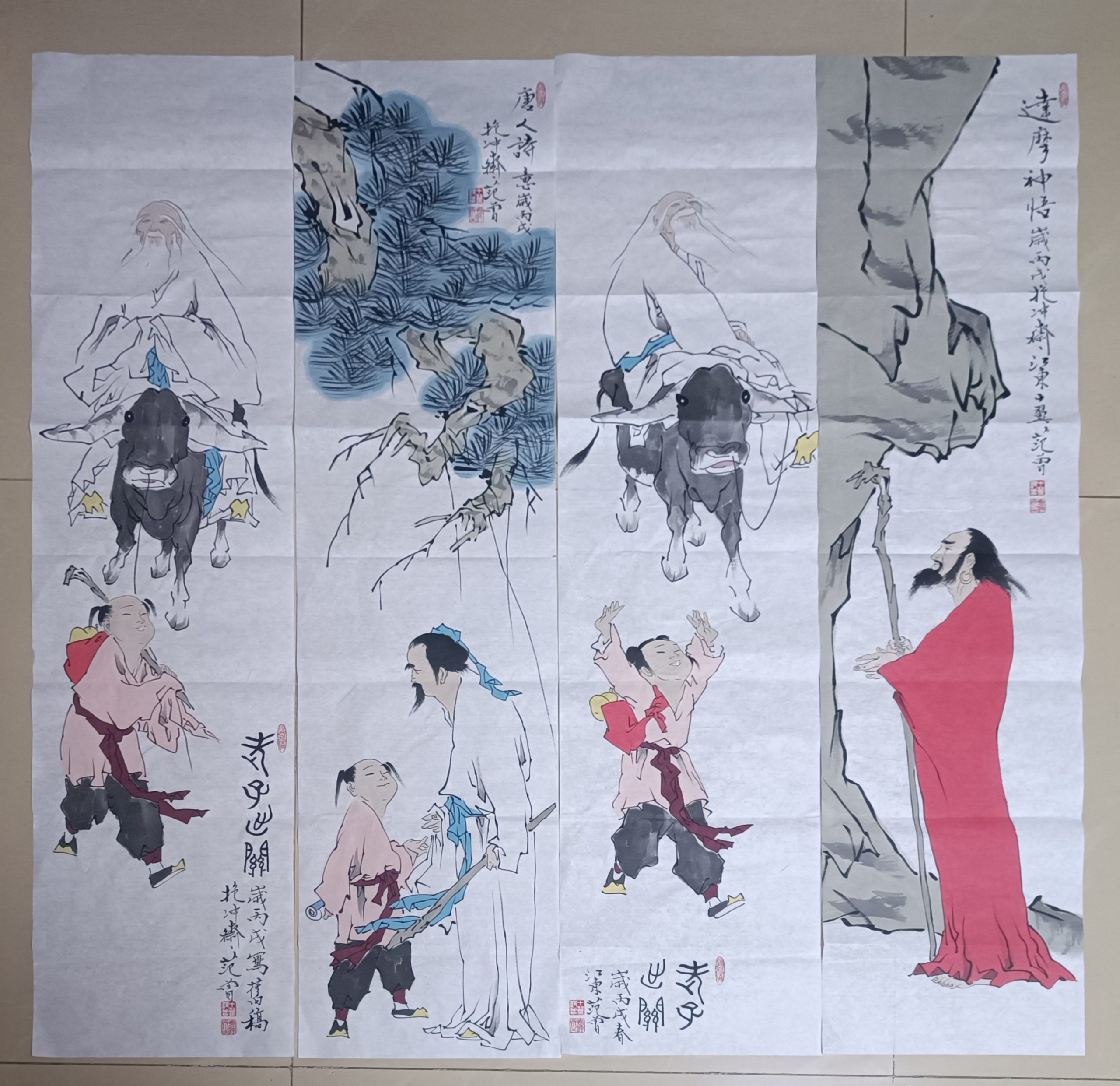 范曾《人物图》四条屏-嘉诚艺术