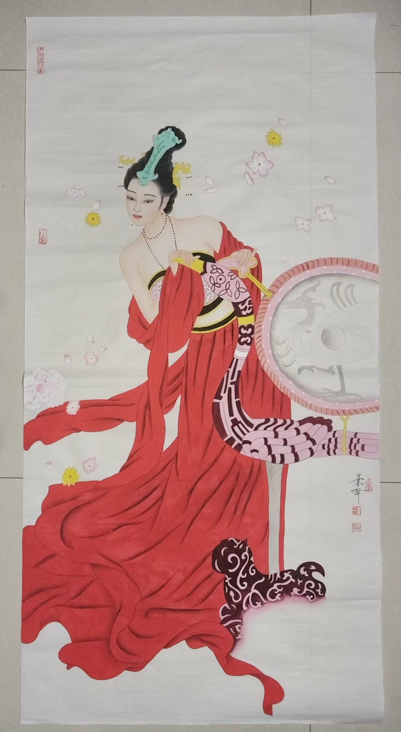 崔景哲《中国红-人物图》-嘉诚艺术