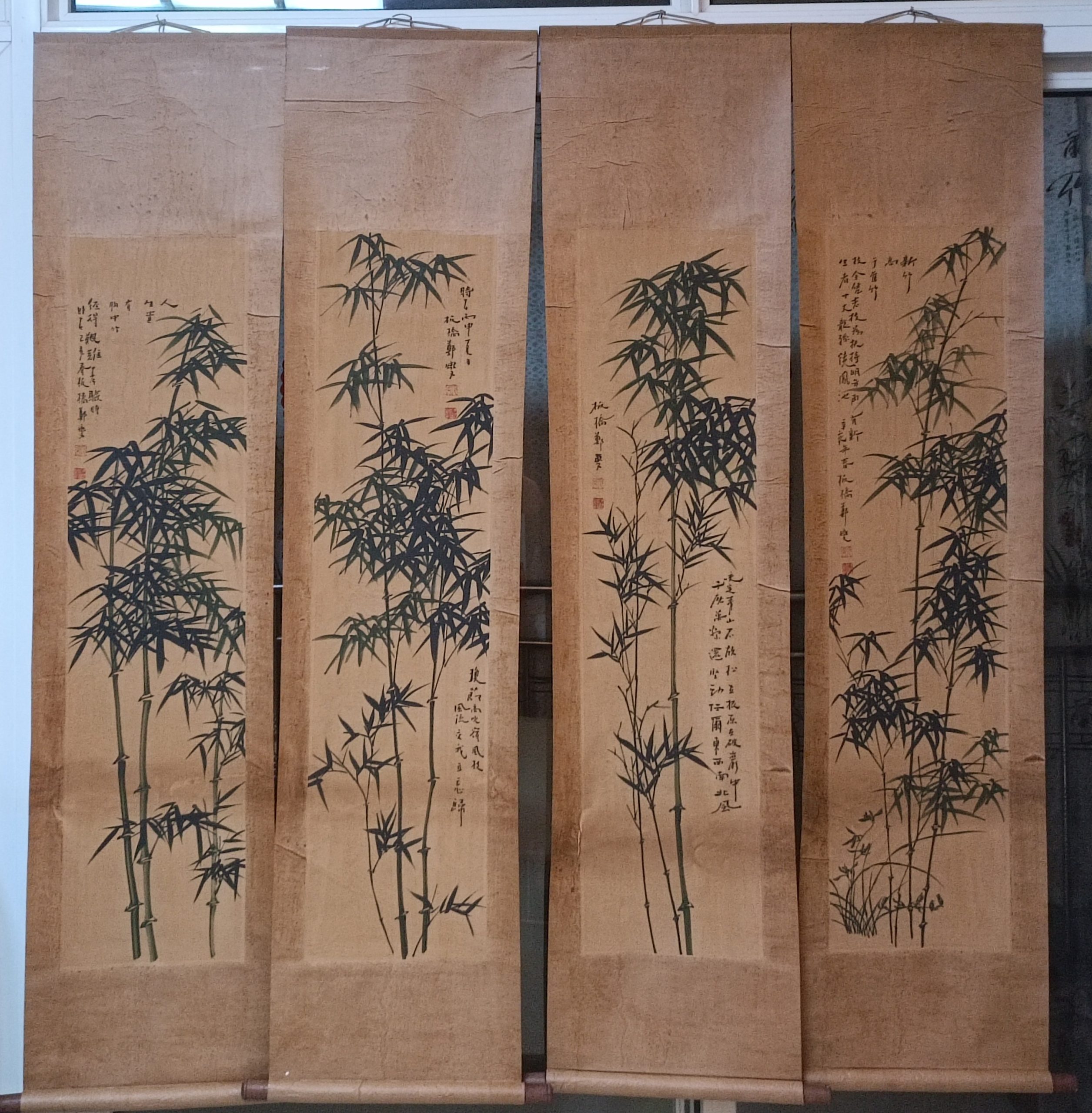 郑板桥《墨竹图》四条屏-嘉诚艺术