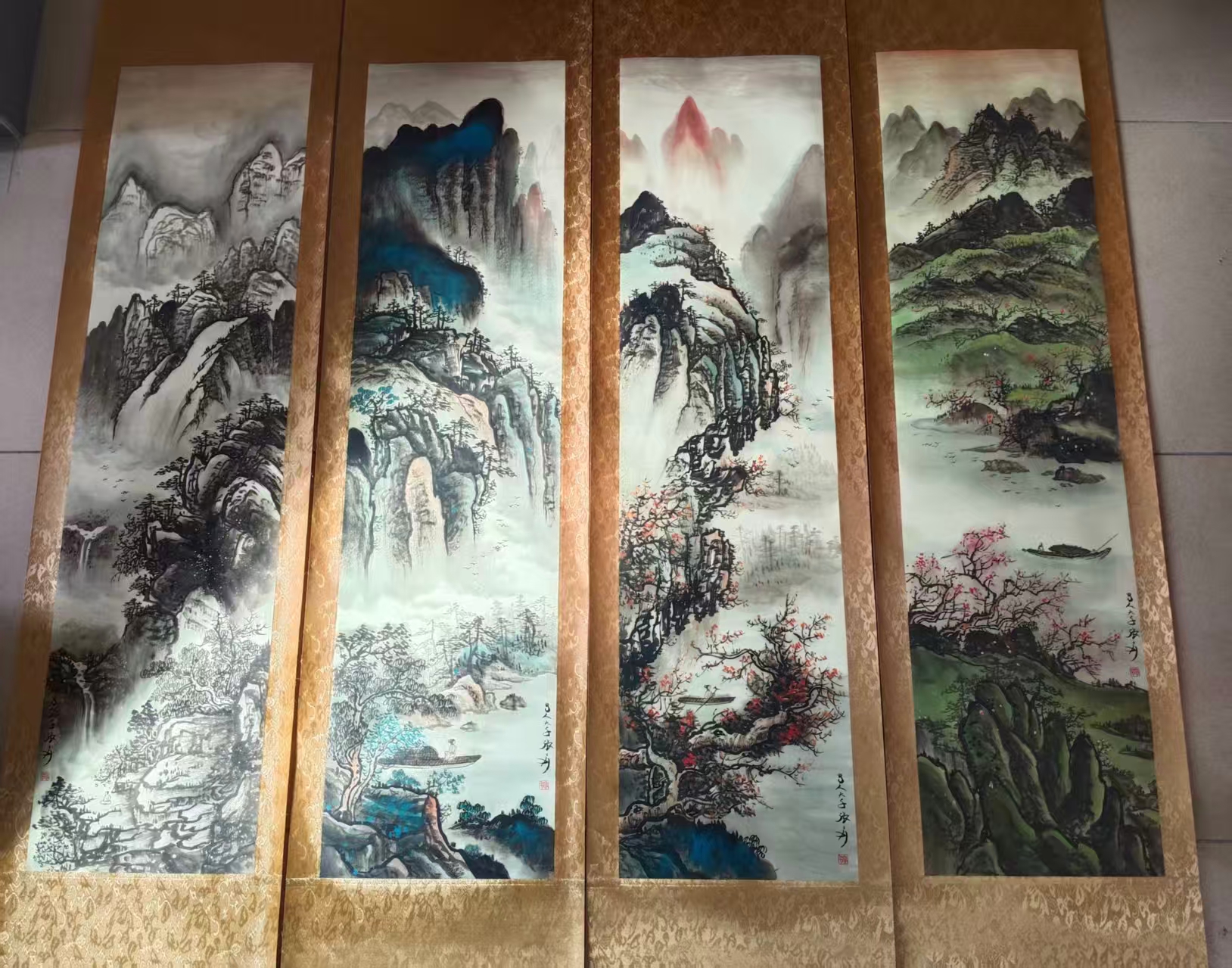 张大千《峻峰呈秀图》四条屏-嘉诚艺术