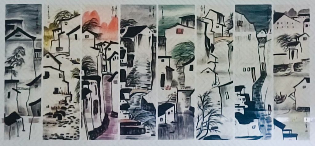 图片[1]-吴冠中《江南水乡》八条屏-嘉诚艺术