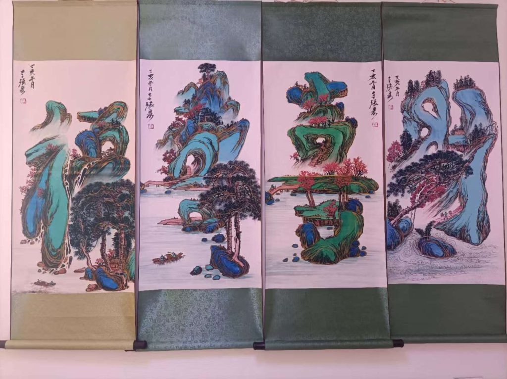 图片[1]-张大千《福寿喜财》*4-嘉诚艺术