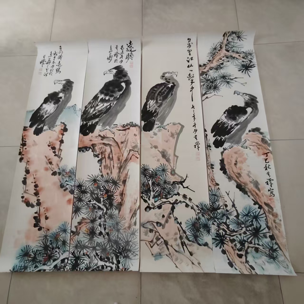 李苦禅《苍鹰》四条屏-嘉诚艺术