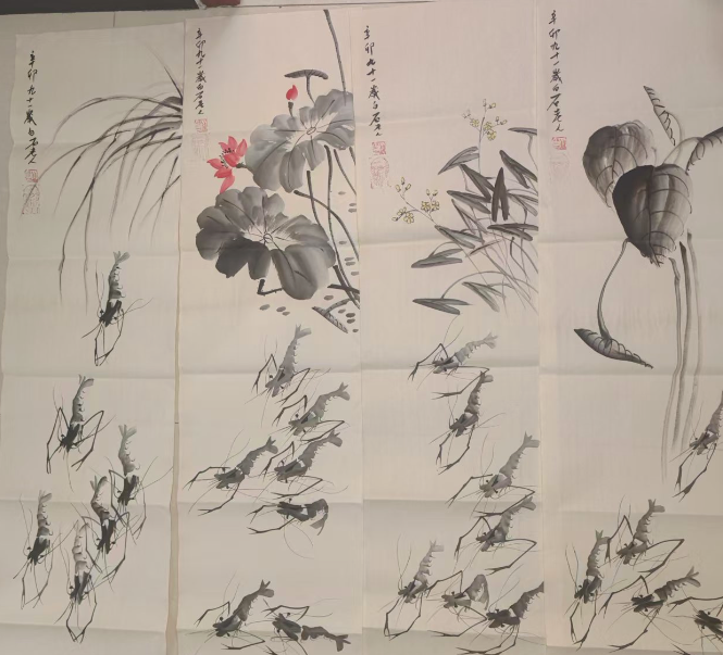 齐白石《群龙入海》四条屏-嘉诚艺术