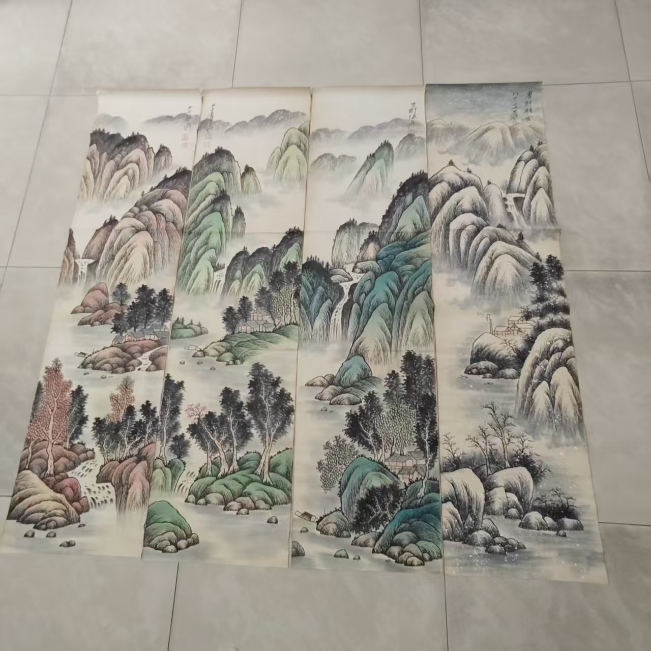 张大千《山水图》四条屏-嘉诚艺术