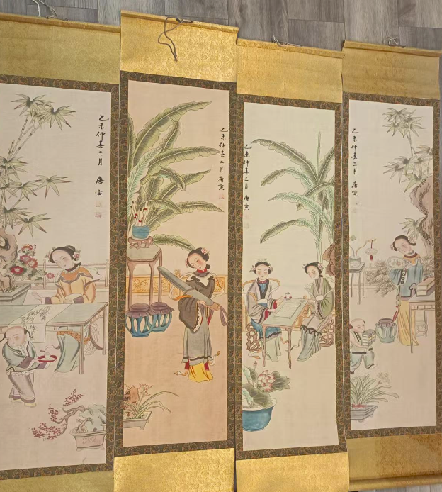 唐寅《人物图》四条屏-嘉诚艺术