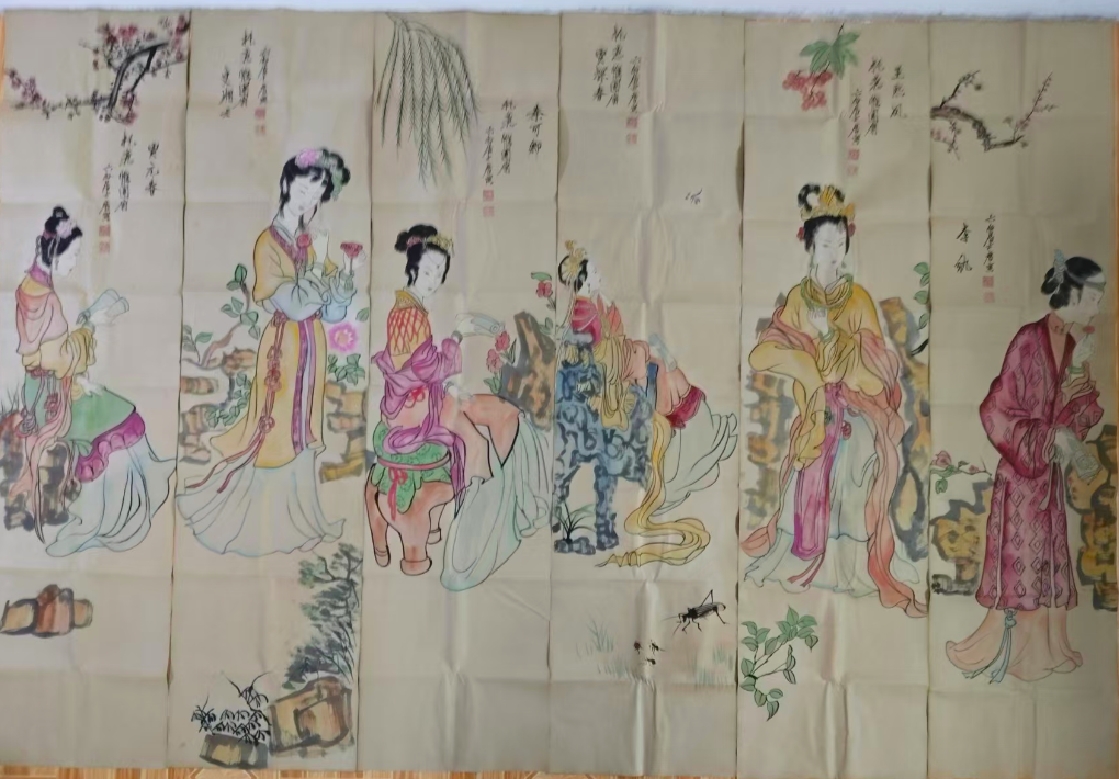 唐寅《金陵十二钗》十二条屏-嘉诚艺术