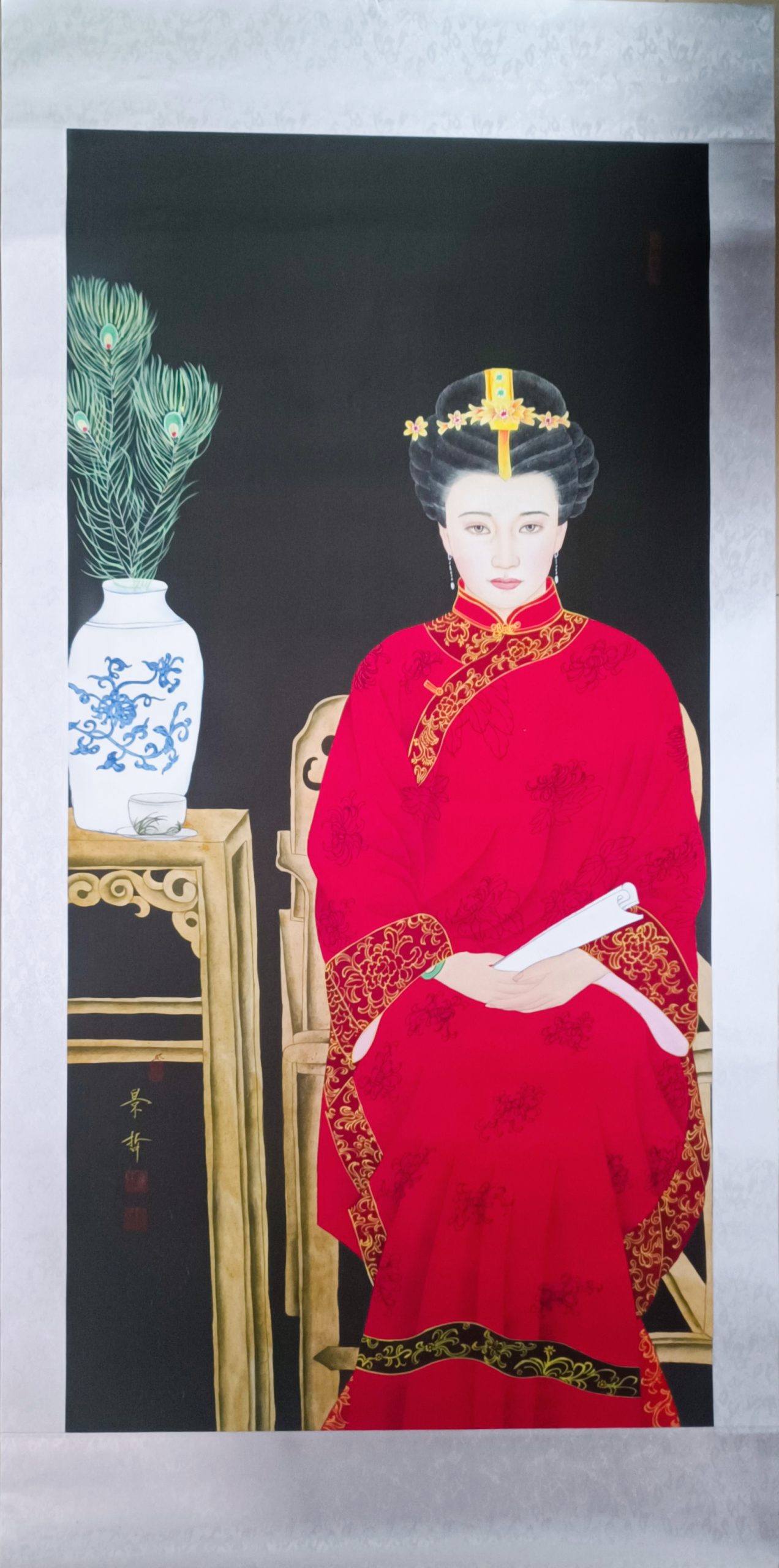 崔景哲《中国红-人物图-嘉诚艺术