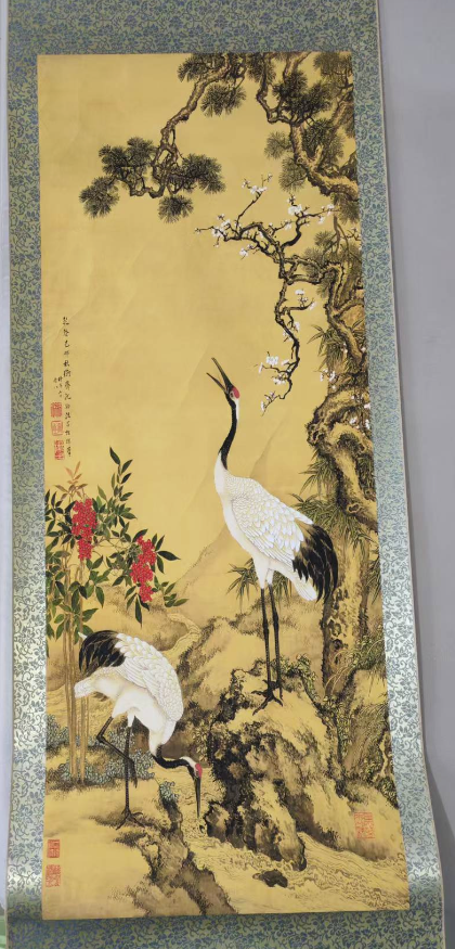 沈铨《松梅双鹤》-嘉诚艺术