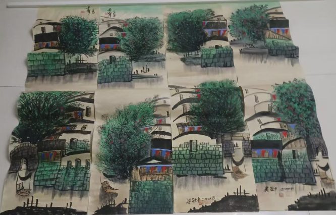 图片[2]-吴冠中《江南水乡》十二条屏-嘉诚艺术