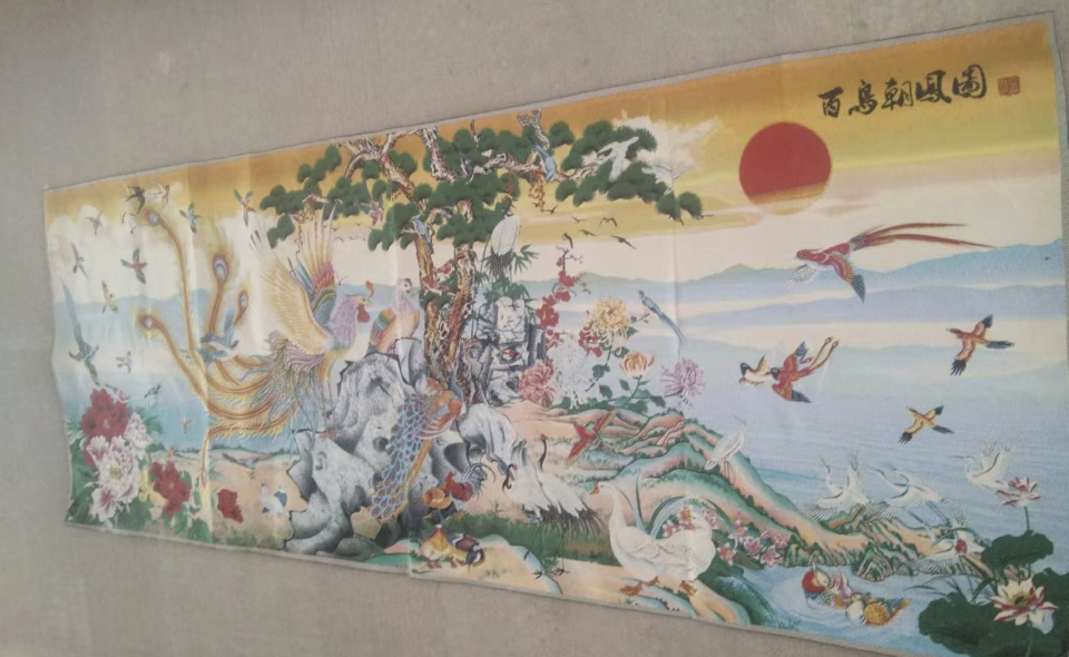 刺绣《百鸟朝凤图》-嘉诚艺术