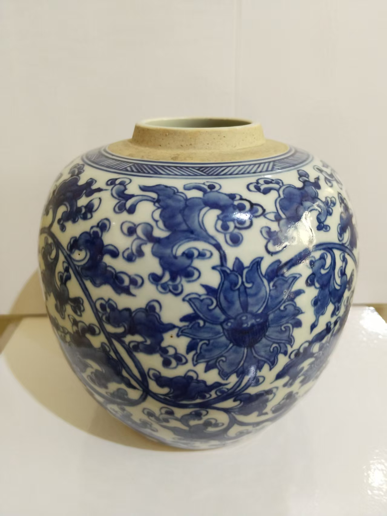 清代《缠枝莲青花罐》（高16.5cm肚径16.5cm）-嘉诚艺术