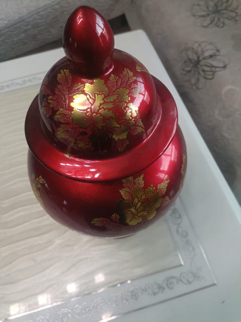 图片[1]-景德镇非遗款《花开富贵水晶红釉将军罐》-嘉诚艺术